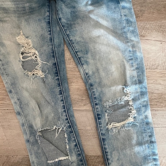 Blank NYC Distressed Busted Knee Acid Tie Dye Wash Skinny Jeans Size 25 - Picture 9 of 11
